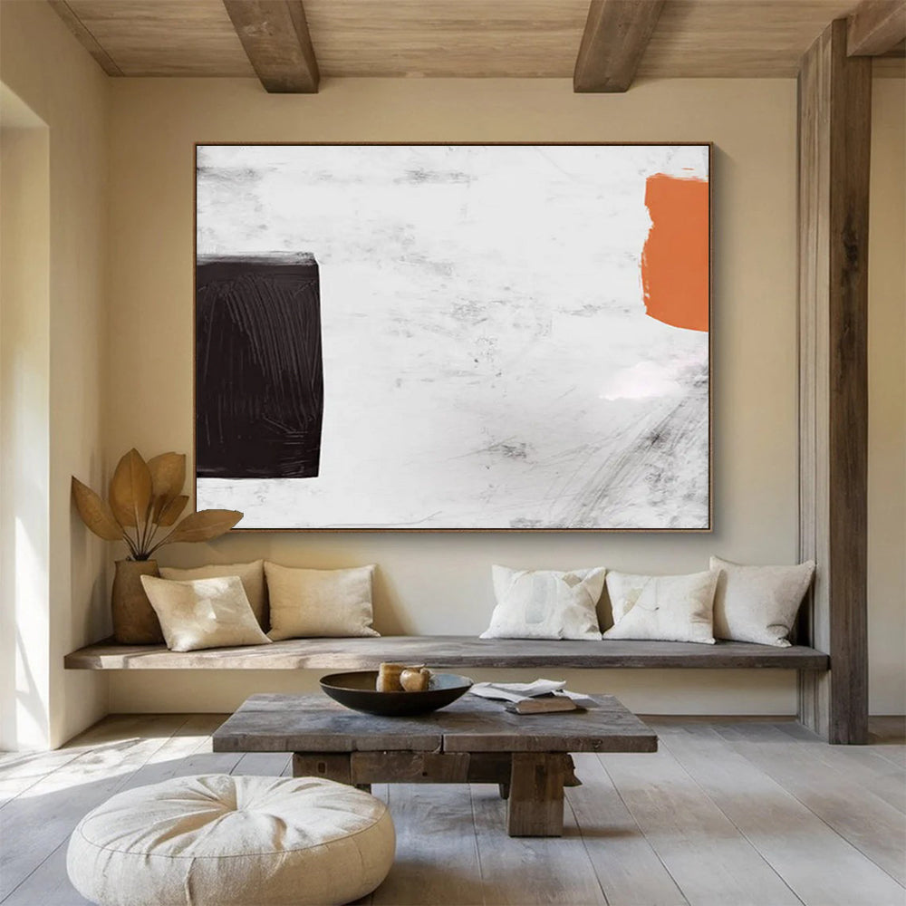 Black - White - Orange Geometric Abstract: Artistic Symbols for Modern Spaces DLZ146
