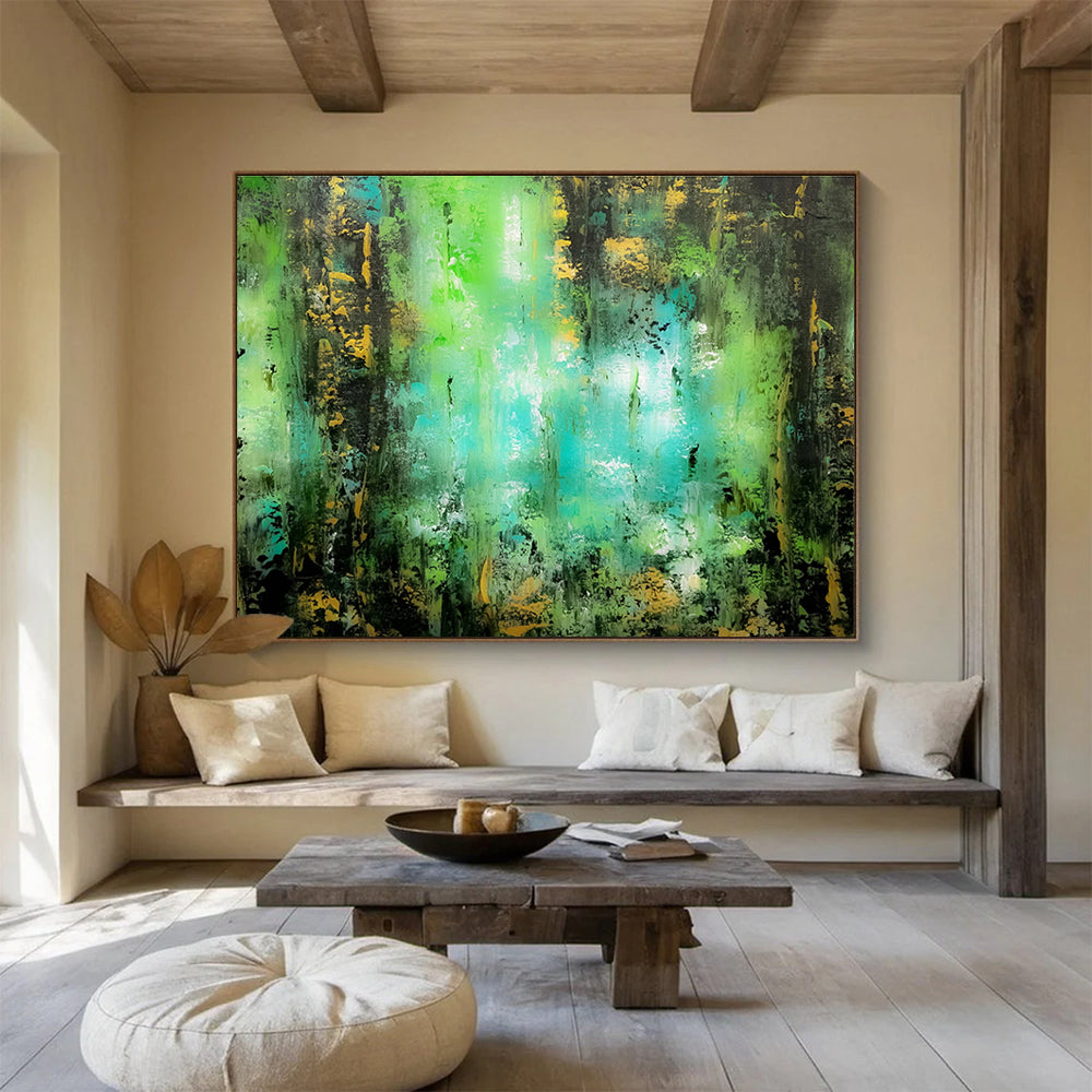 Dynamic Large Abstract Painting with Energetic Textured Strokes for Bar & Hotel Suite DKH921
