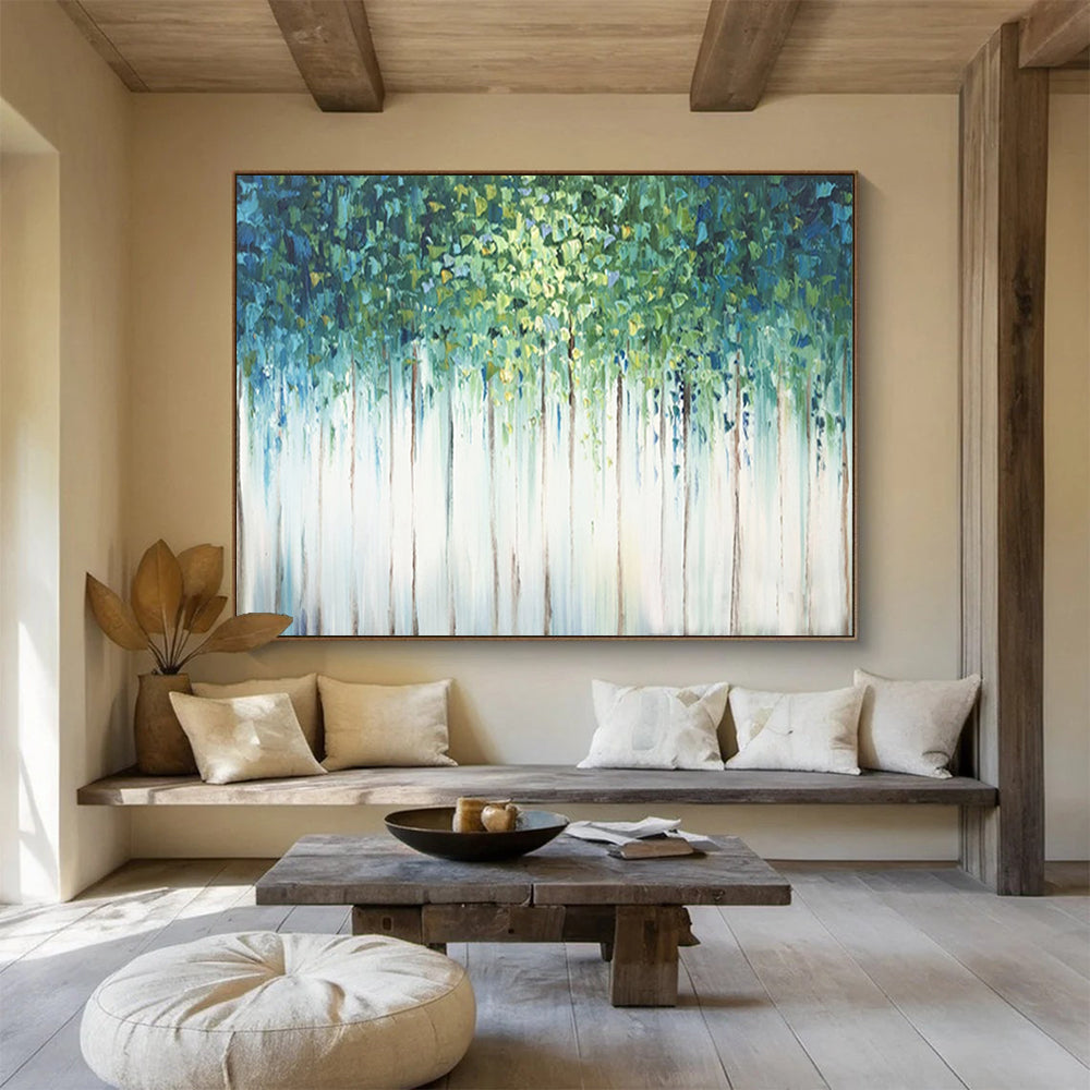 Forest Canopy Drip Painting - Nature - Inspired Living Room Art DLZ206
