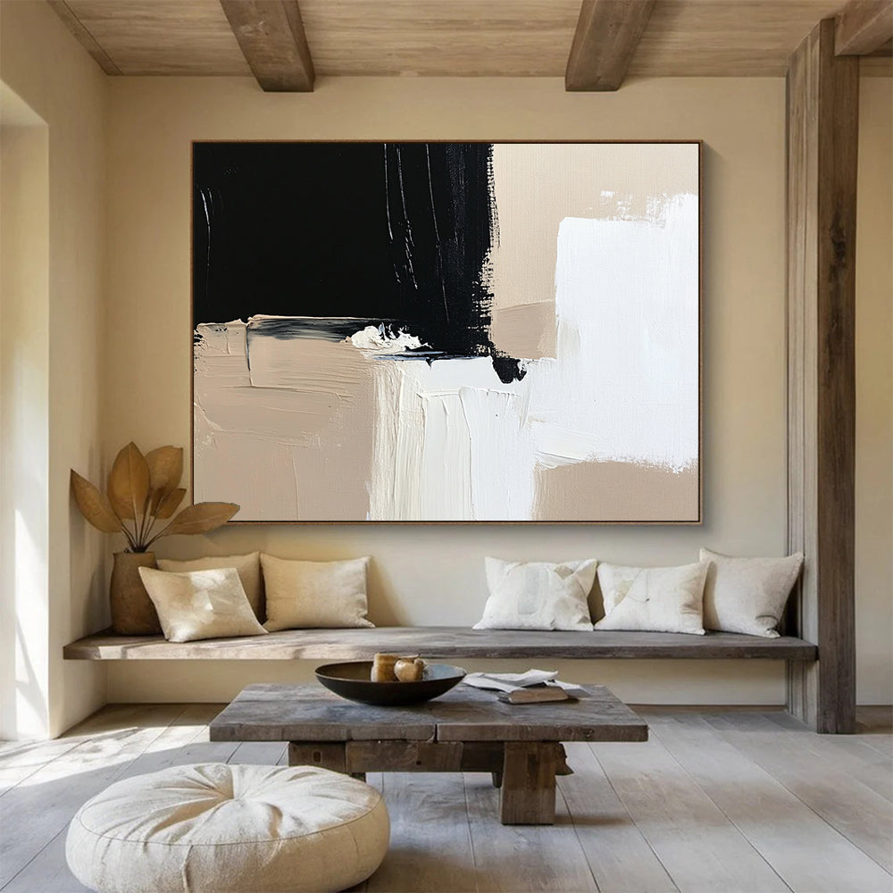 “Contrasting Neutral Blocks” - Beiges, Blacks, Whites, Abstract Color Blocks - Acrylic Painting HB1625