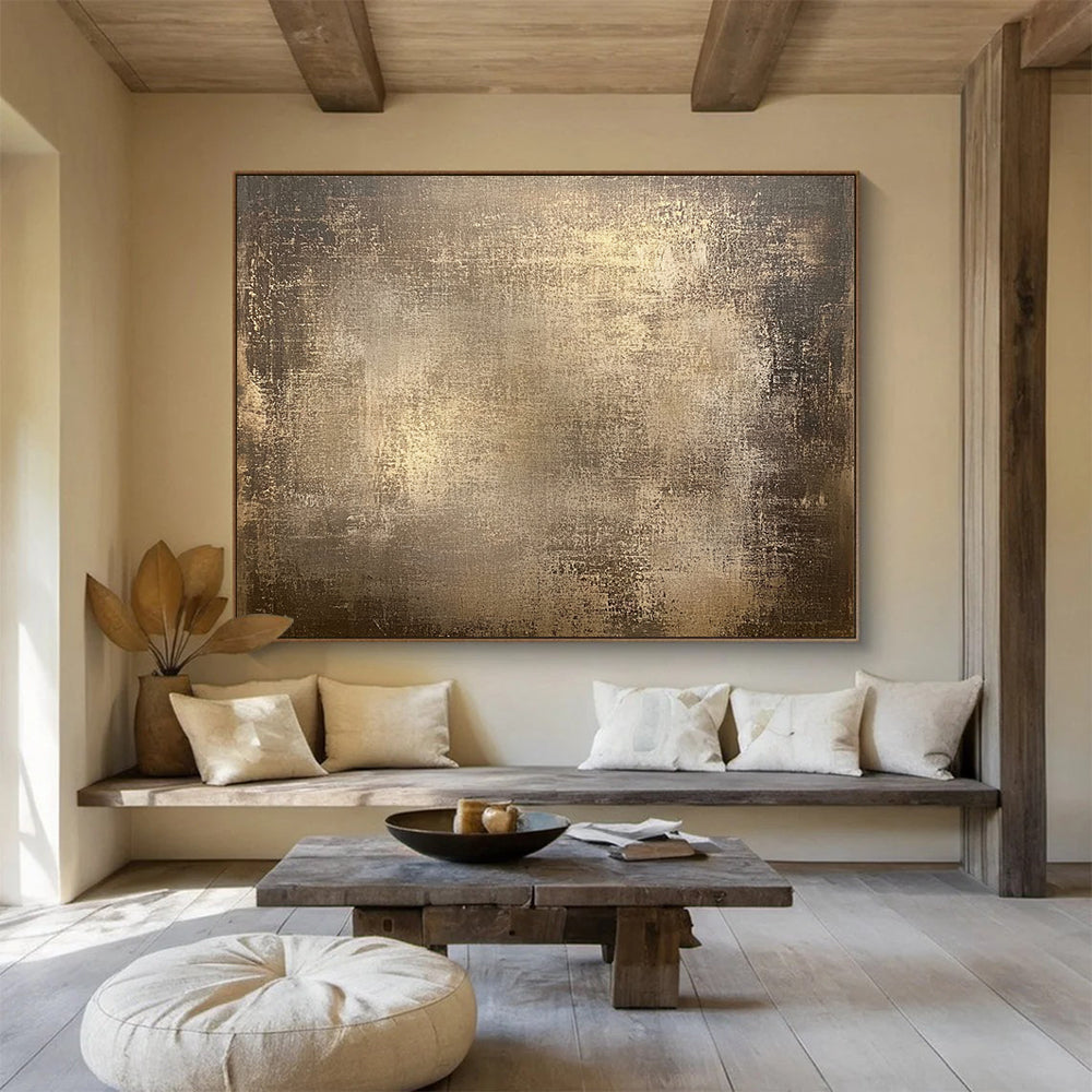 “Bronze - Toned Textured Canvas” - Shades of Brown, Metallic Gold, Abstract Grunge - Acrylic Painting HB1616
