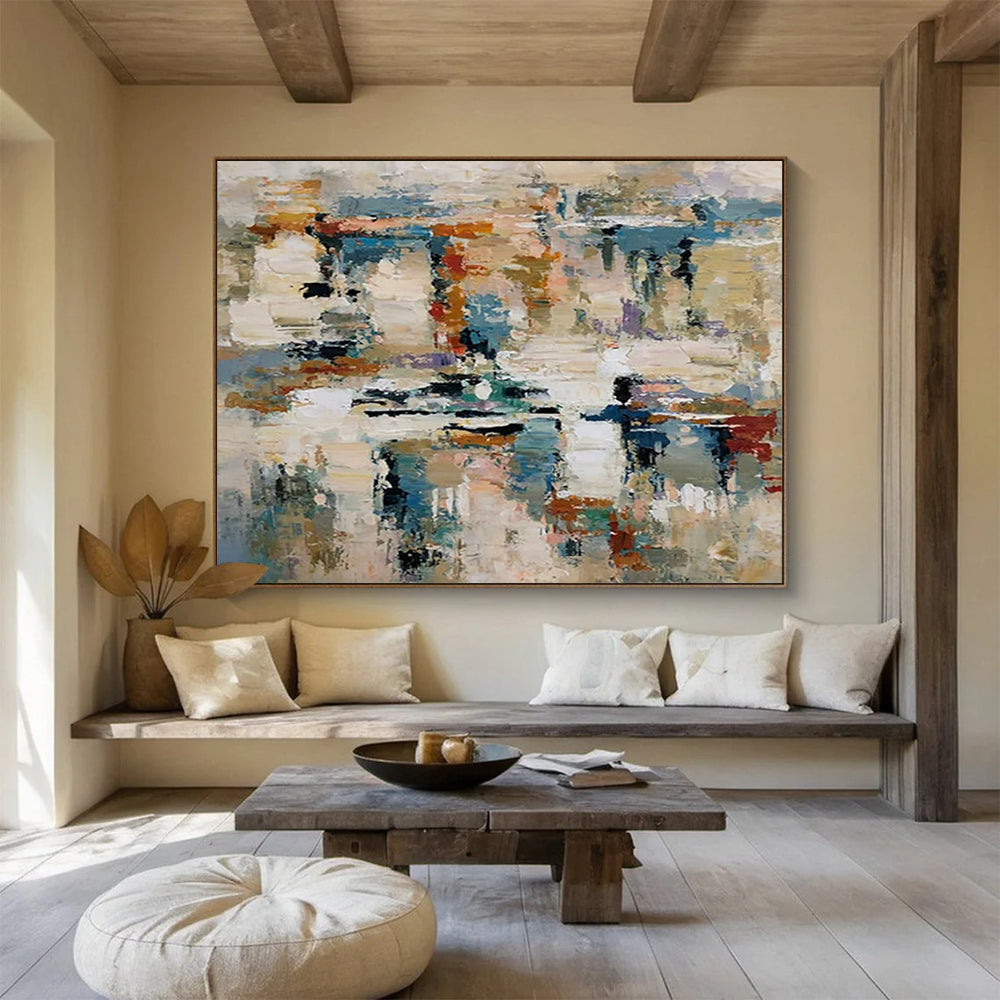 Colorful Abstract Impasto - Lively Living Room Centerpiece DLZ012