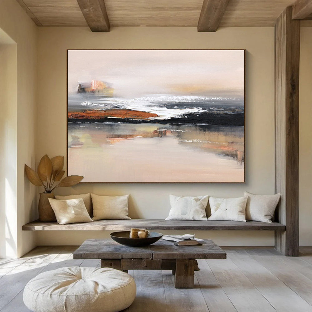 Energetic Large Abstract Canvas with Vivid Textured Shapes for Living Room & Hotel Suite DKH914