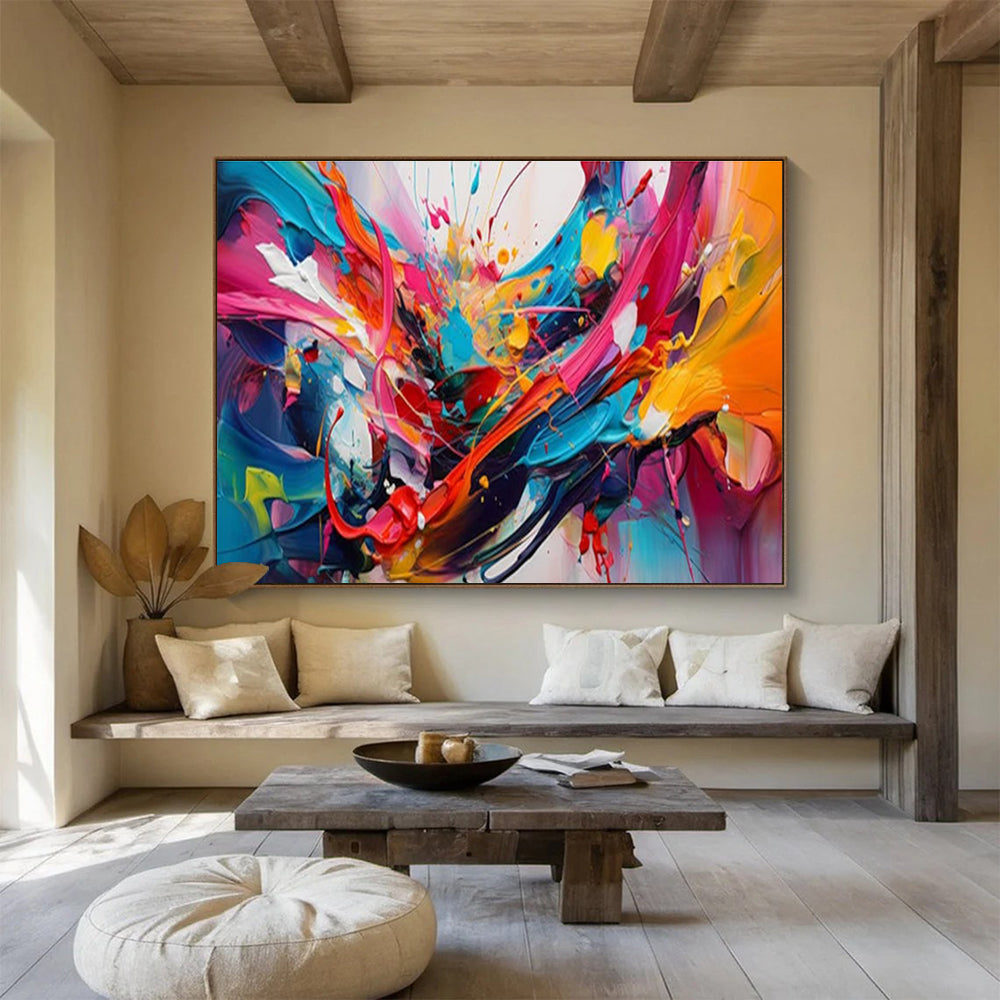 Large - Format Textured Hand - Painted Abstract Painting for Decor Upgrades DKH690