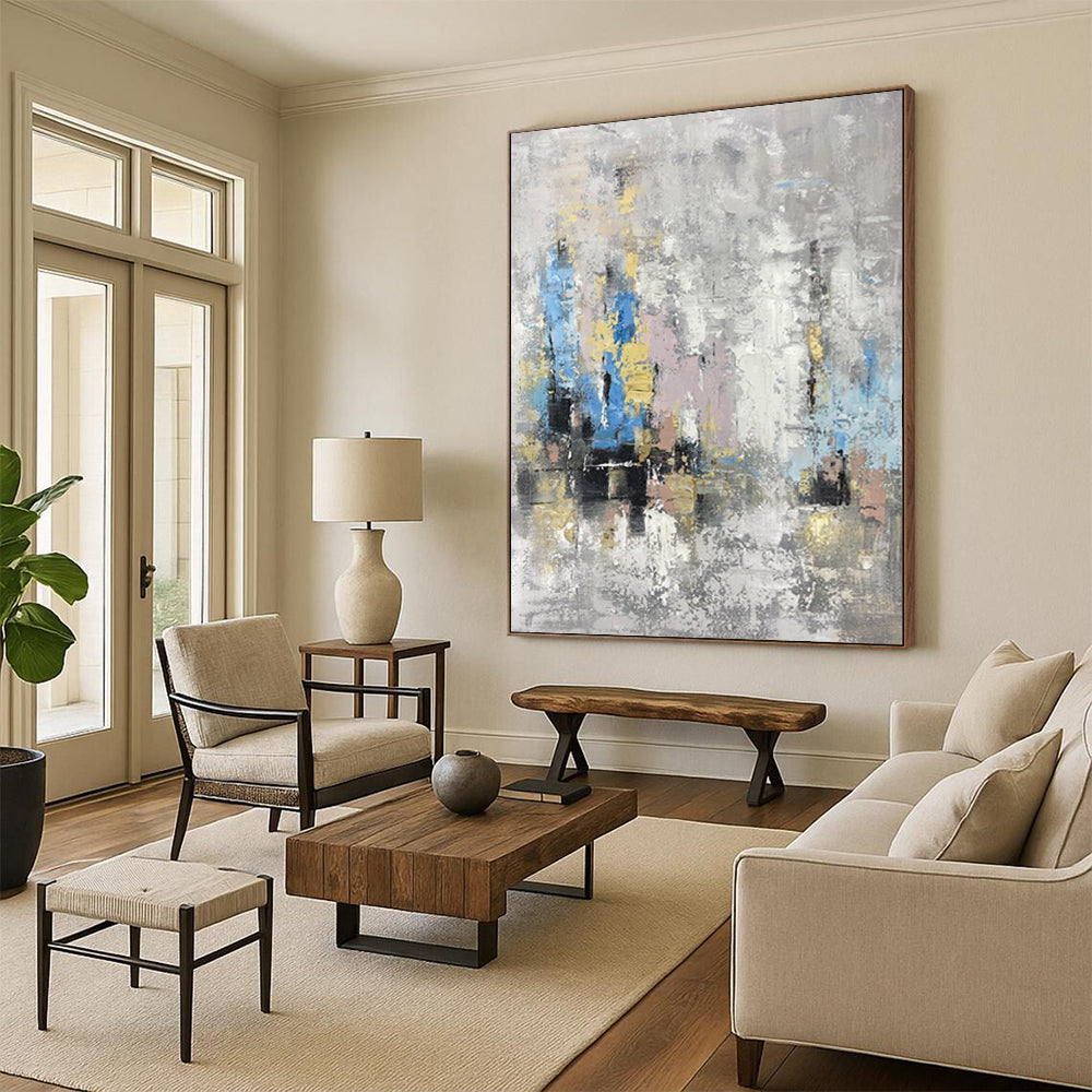 Custom Handmade Abstract Artworks: Big Sizes with Textured Details for Dining Room & Entryway DTP248
