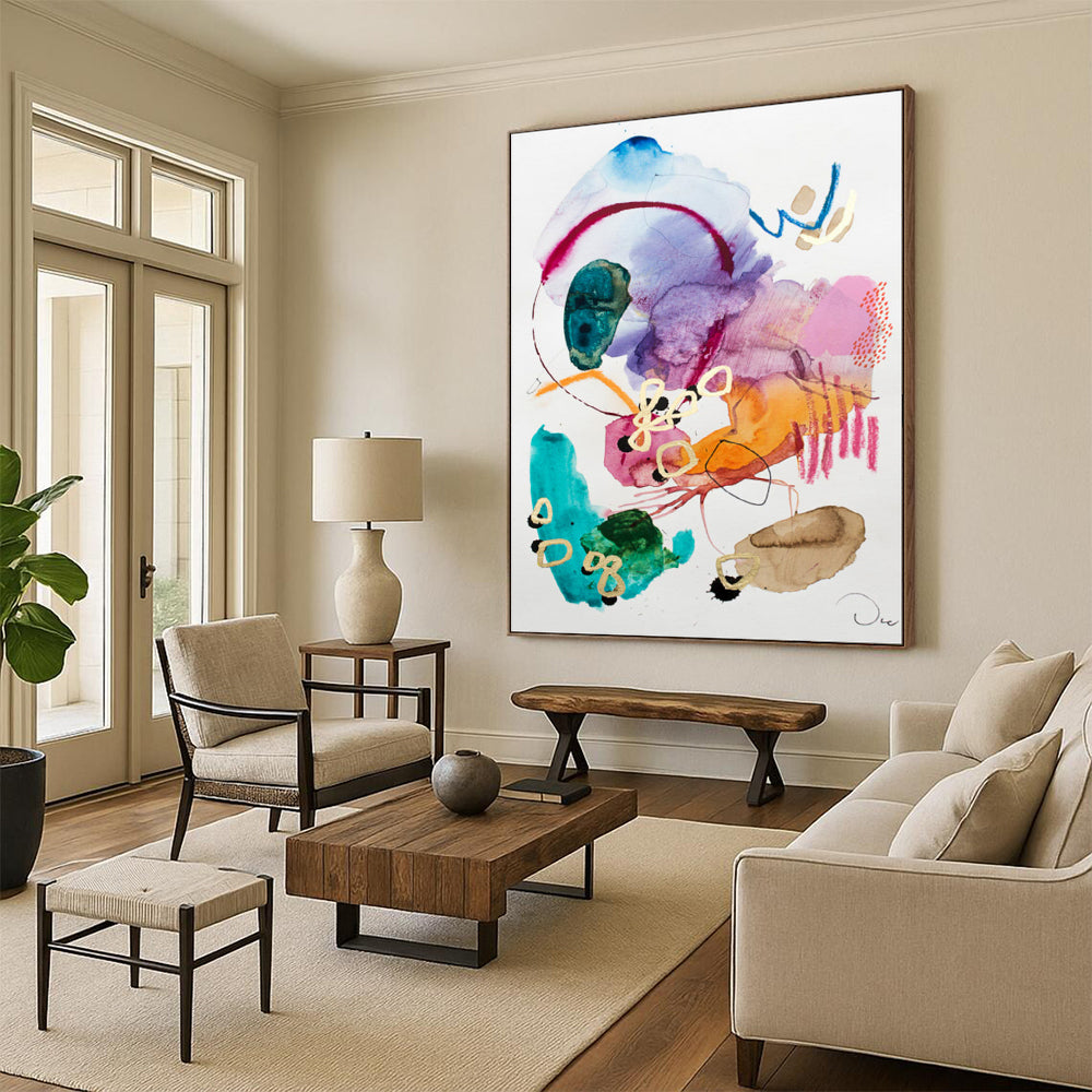 Large-Scale Hand-Painted Abstract Mural for Bedroom & Dining Room LargeART1869