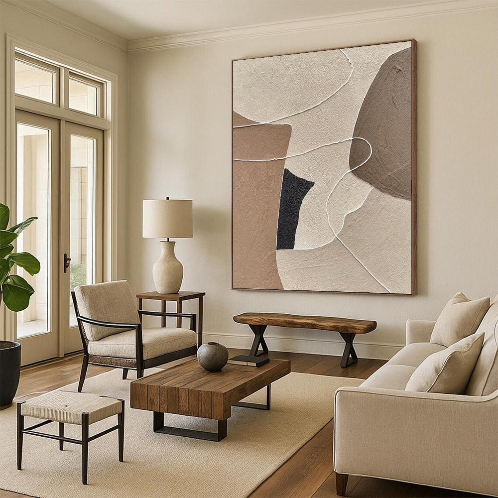 Polished Hand - Painted Textured Abstract Canvas for Hallway & Living Room DKH1313