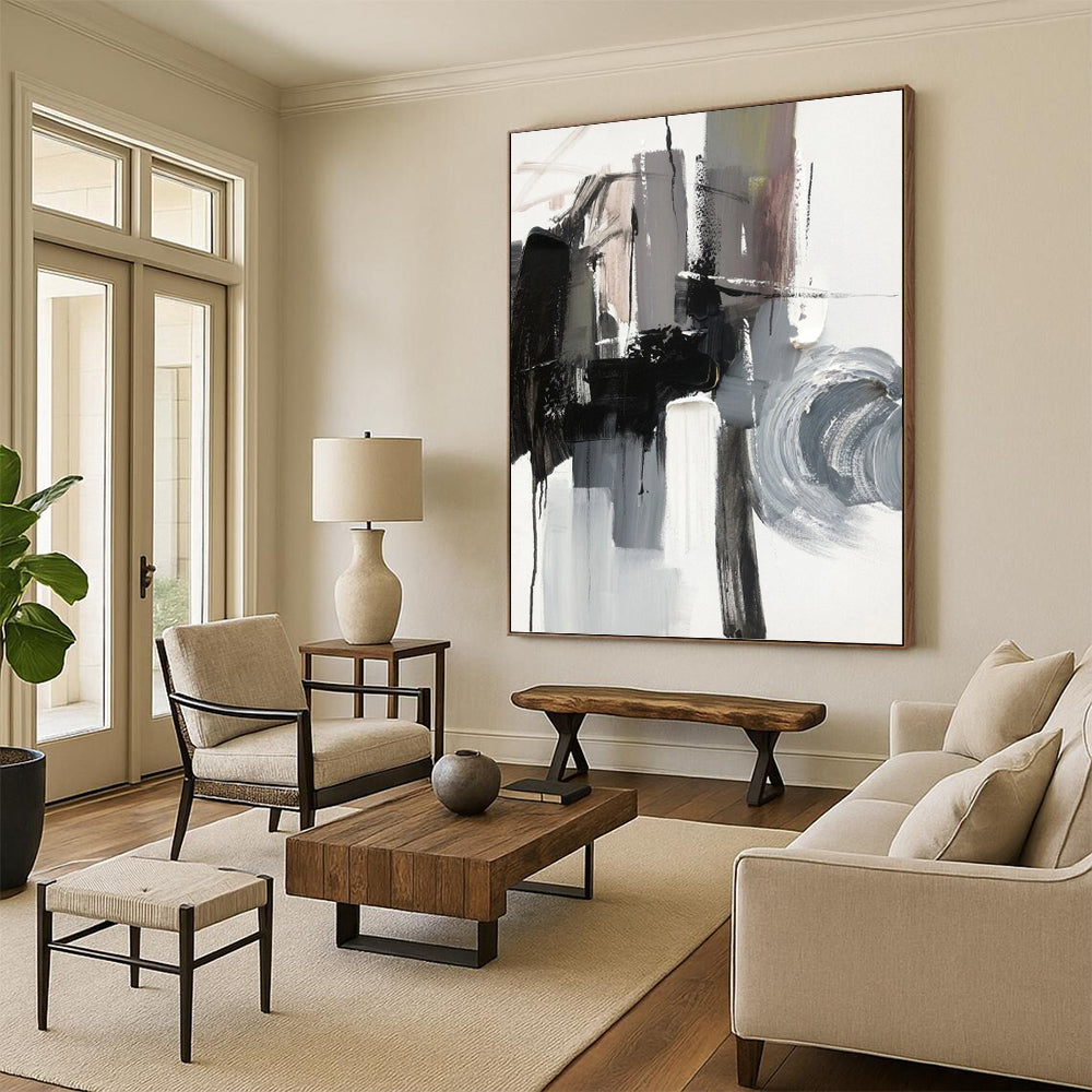 Dramatic Hand - Painted Textured Abstract Canvas for Hallway & Bar DKH1271