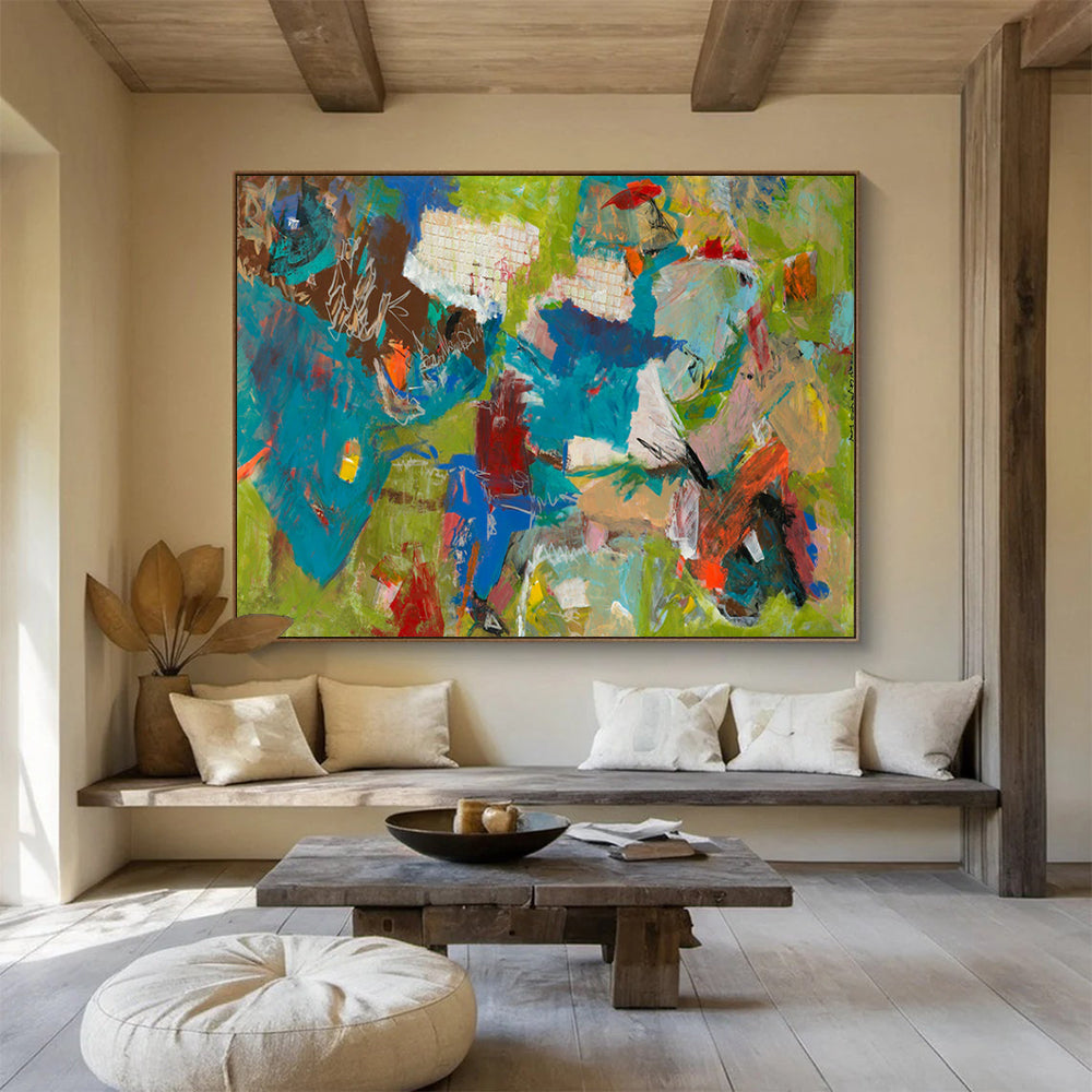 Colorful Abstract Expressionism - Bold Living Room or Studio Art DLZ237