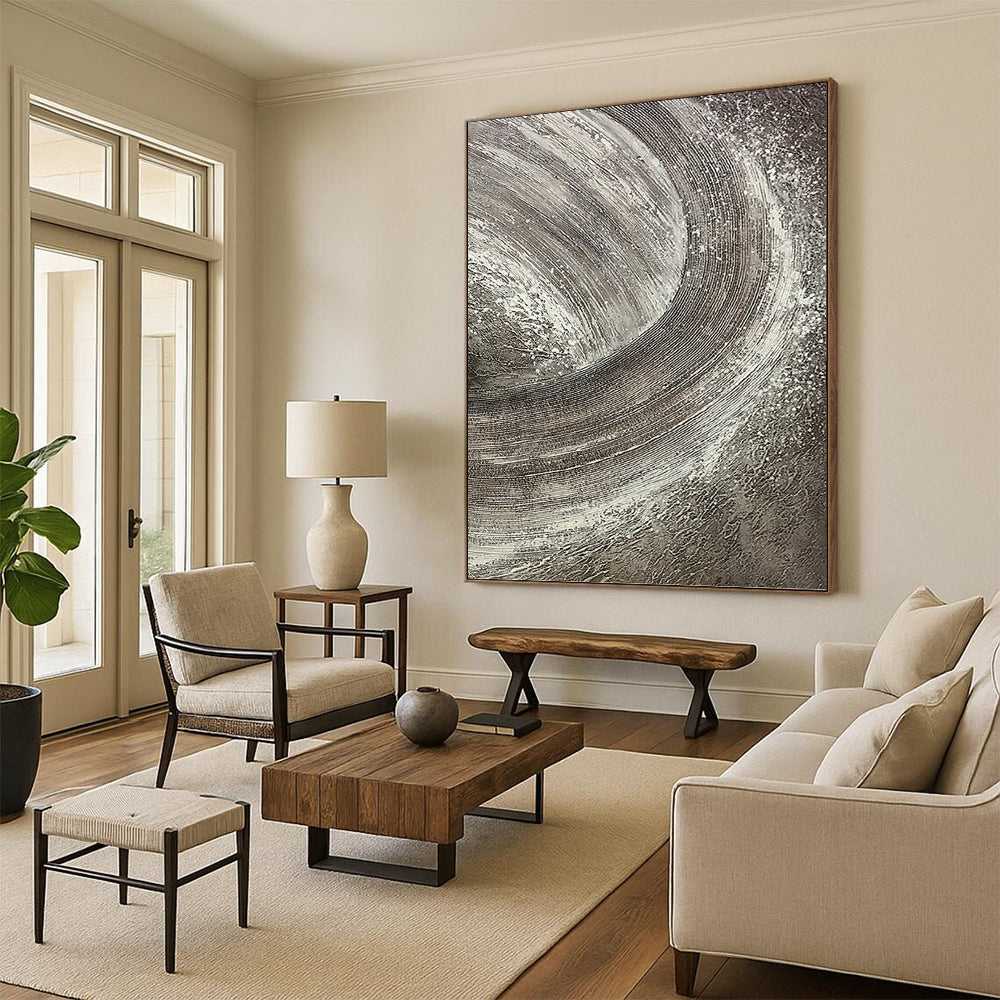 Grandiose - Extent Vertical Hand - Painted Textured Custom Abstract Crescendo, for Office and Bedroom DKH1542