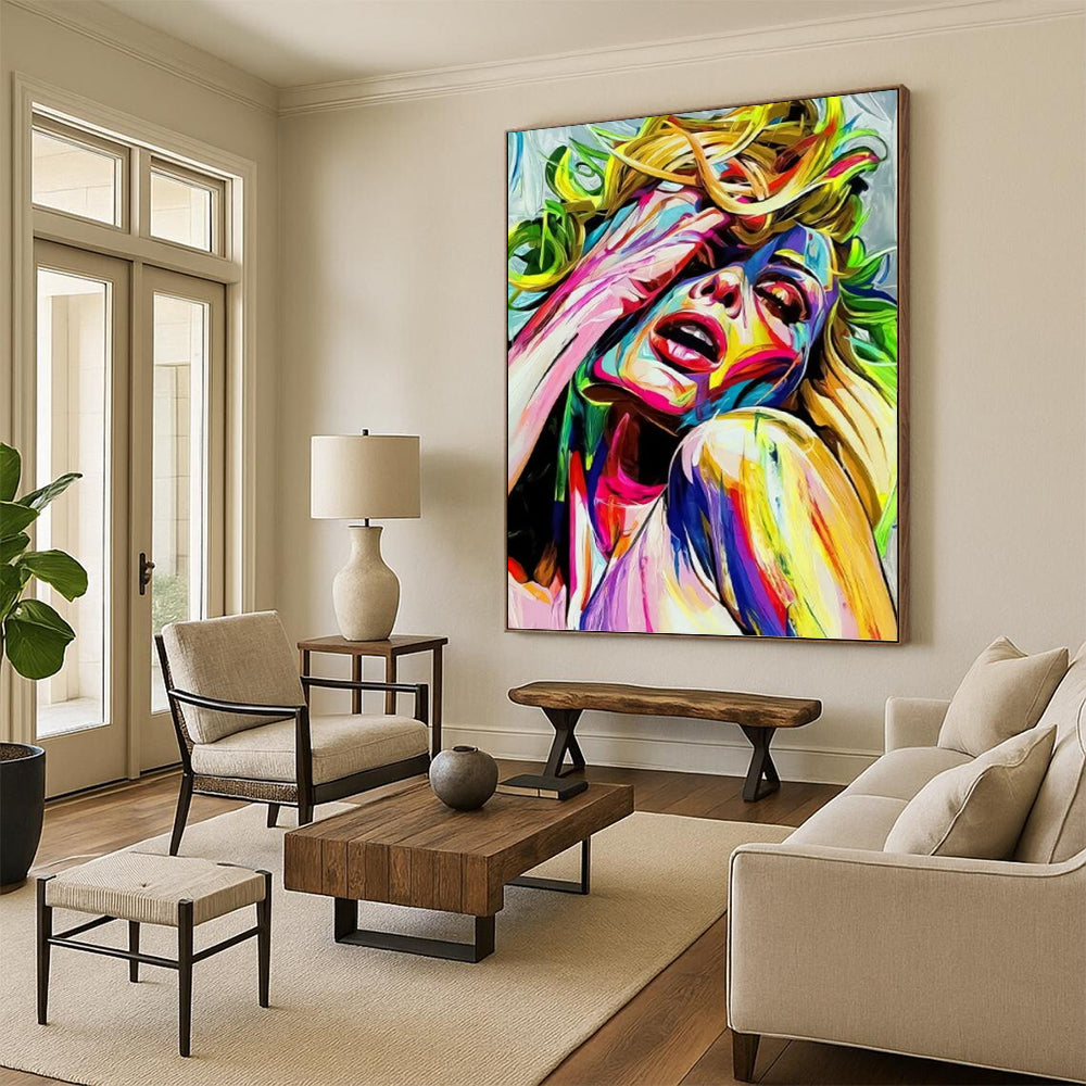 Vertical Hand - Painted Textured Custom Abstract Painting for Living Room and Office DKH1638