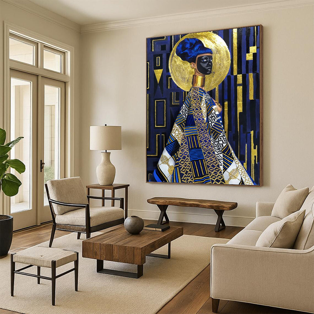 Giant - Scale Vertical Hand - Painted Textured Custom Abstract Odyssey (with Terra - Cotta Textures) for Bedroom and Entryway DKH1624