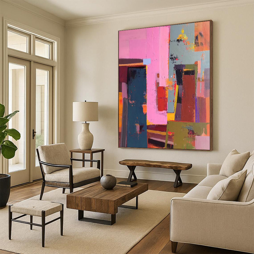 Super - Sized - Format Hand - Painted Custom Abstract Work for Hallway and Hotel DTP050