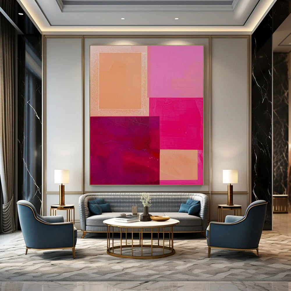 Custom Hand-Painted Abstract Mural for Dining Room & Hotel LargeART1480