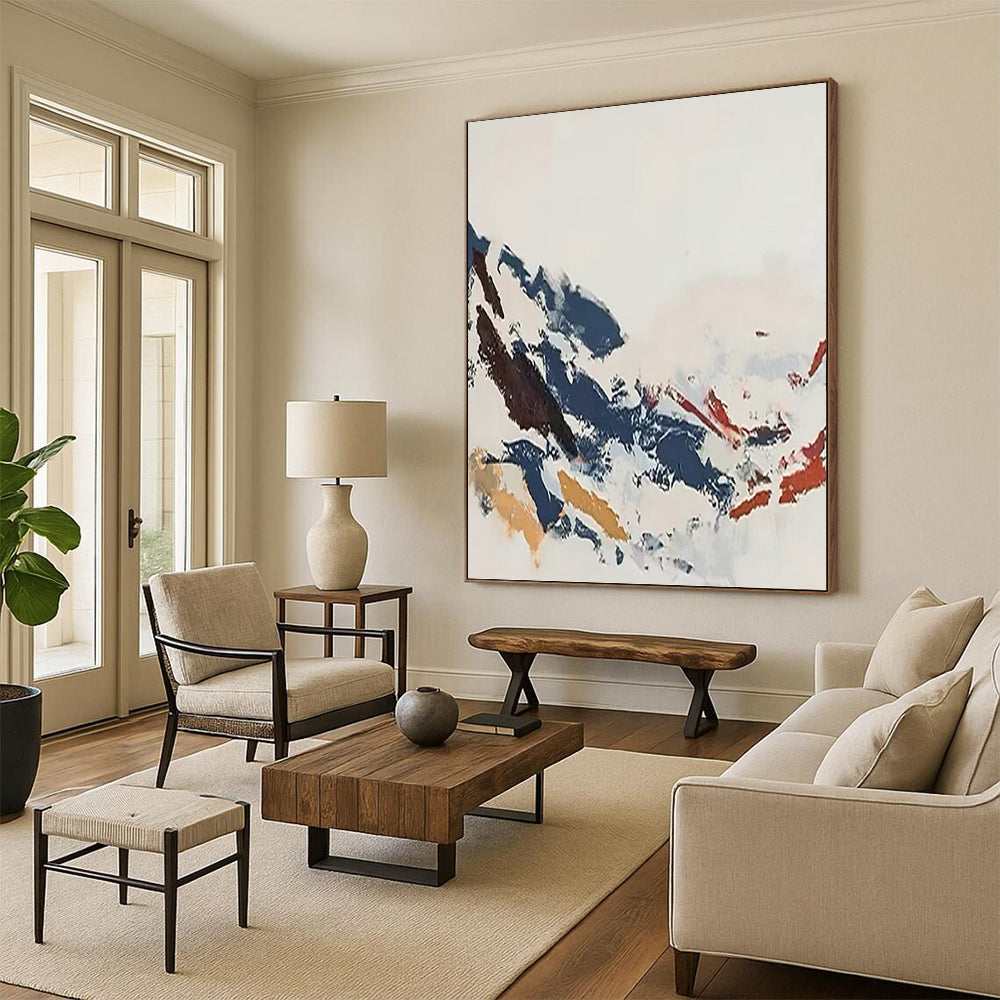 Mega - Format Vertical Hand - Painted Textured Custom Abstract Hymn, for Hotel and Bedroom DKH1548