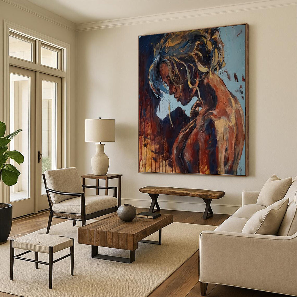 Large Vertical Custom Abstract Hand - Painted Canvas for Bar and Entryway DKH1651