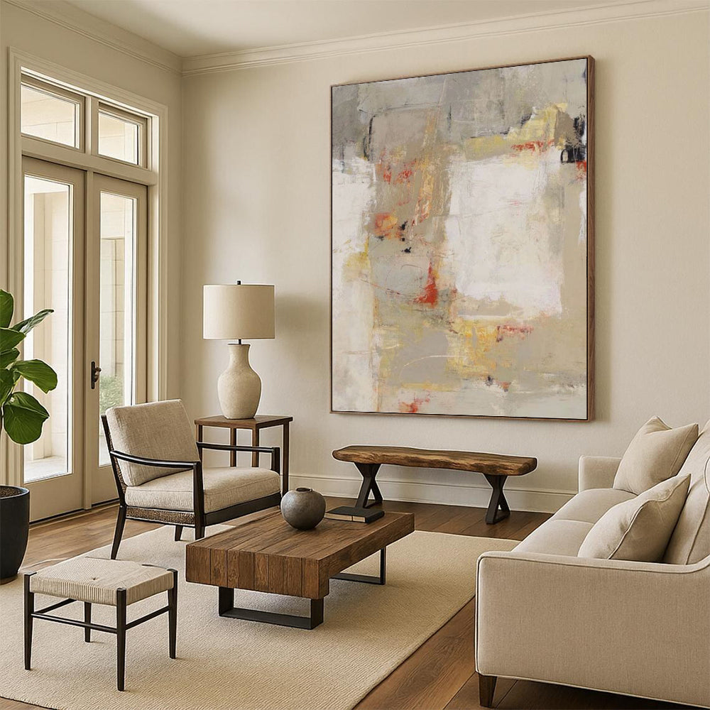 Large - Sized Cheerful Hand - Painted Textured Abstract on Canvas for Bedroom & Bar DKH1424