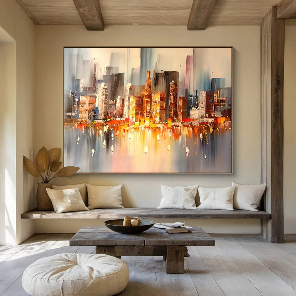 Statement - Making Large Abstract Canvas with Rich Textural Layers for Living Room & Office DKH899