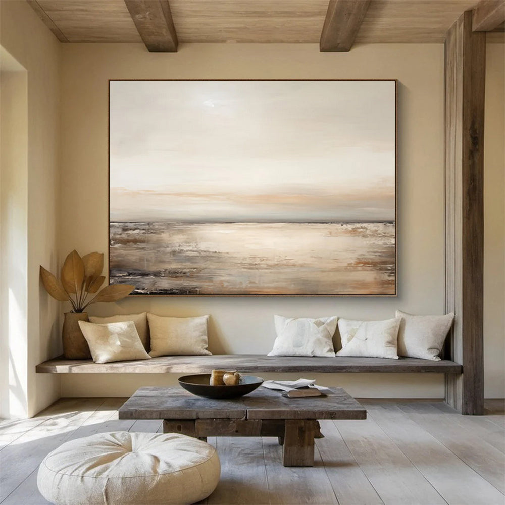 Neutral Coastal Sunset - Calm Bedroom Wall Art DLZ102