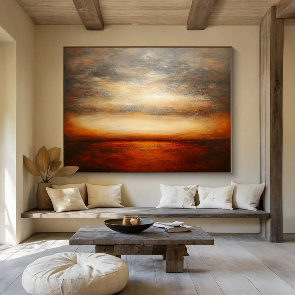 “Warm - Toned Sunset Sea” - Impressionist Landscape Painting HB0534