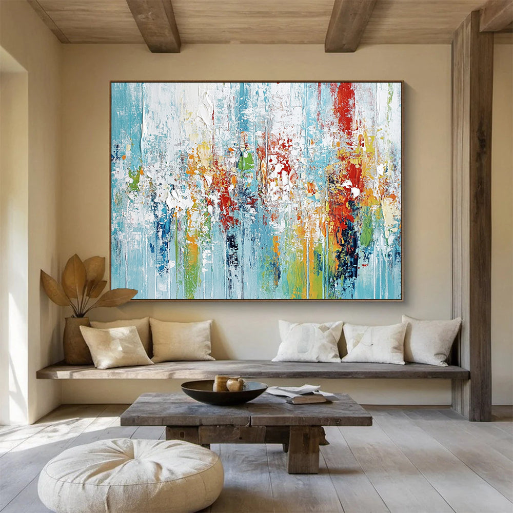“Colorful Abstract Drips” - Blue, Red, Yellow, Green with Dripping Paint - Abstract Acrylic HB1357
