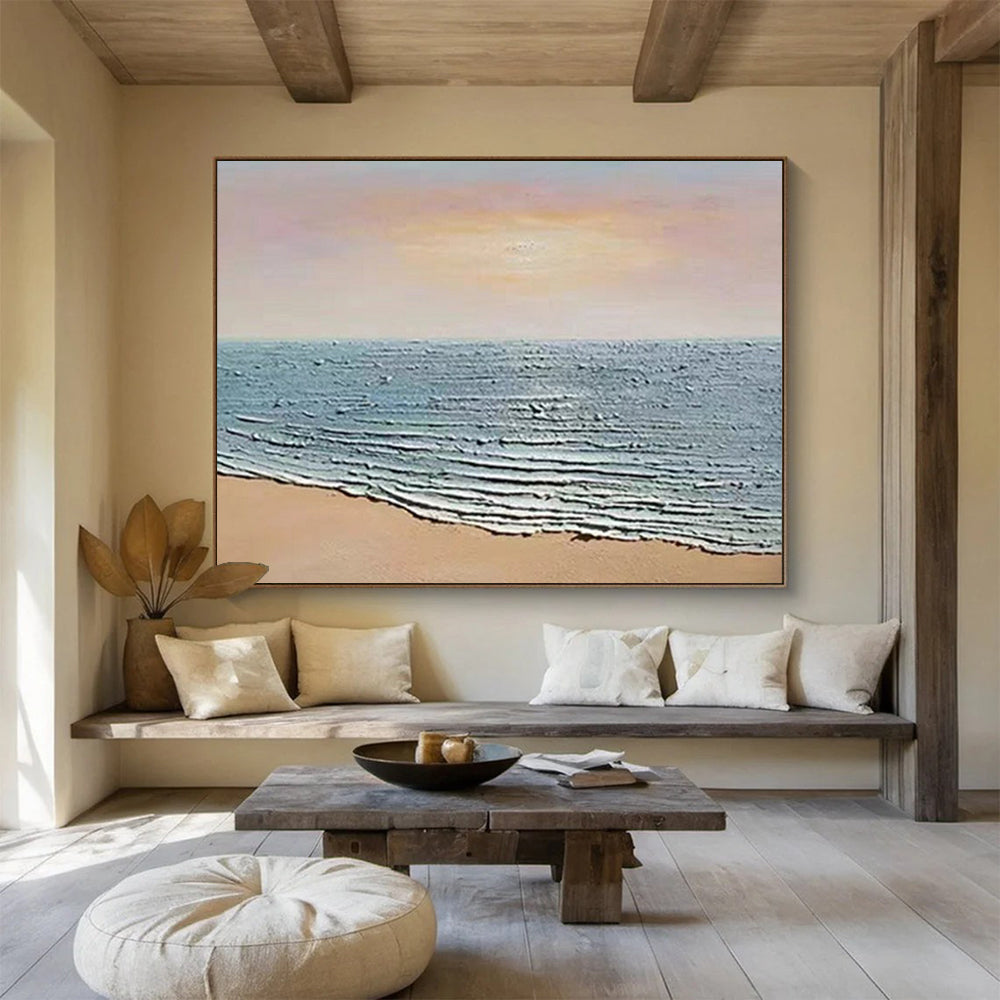 Textured Beach Wave Art - Serene Coastal Living Room or Bathroom Decor DLZ184