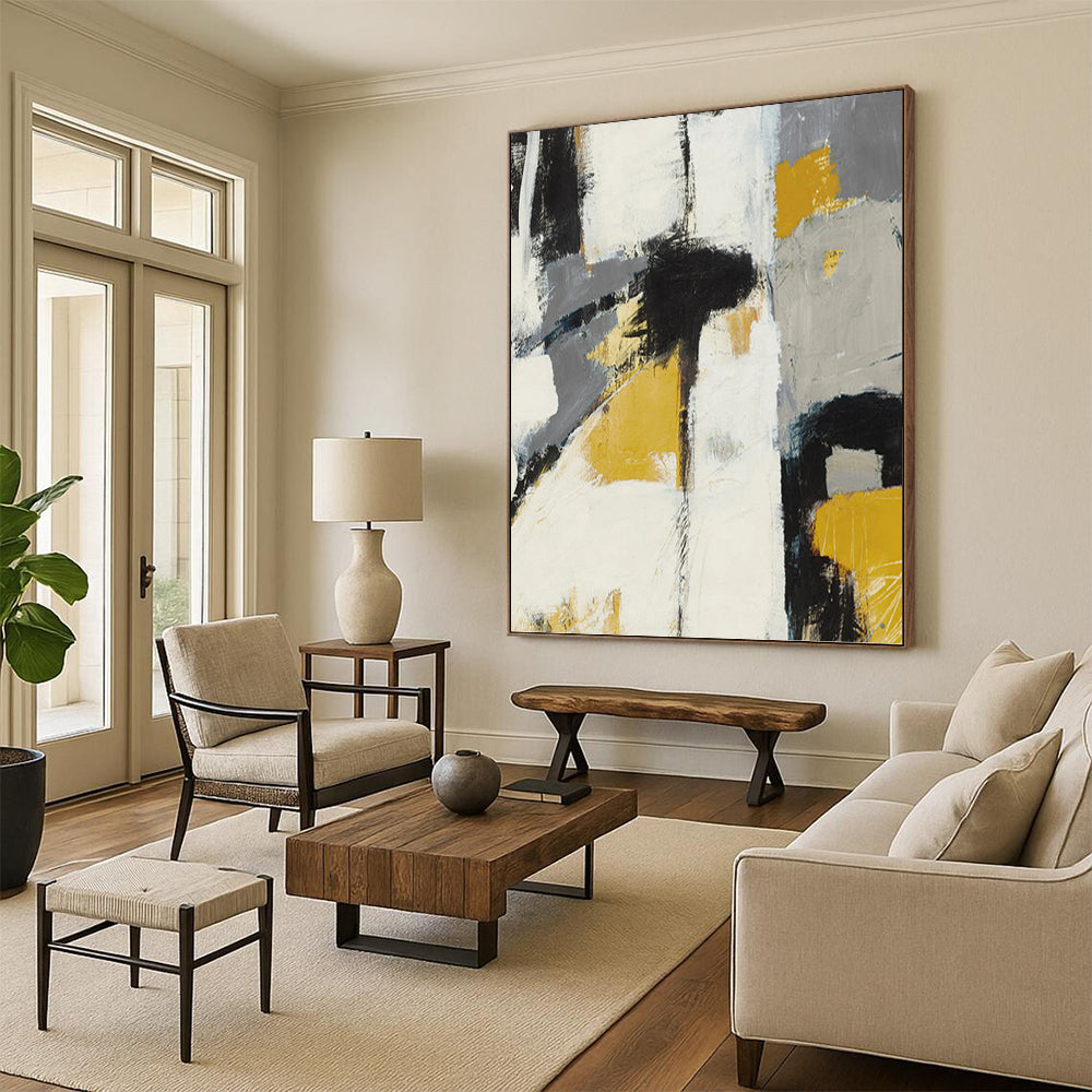 Colossal - Dimensioned Vertical Hand - Painted Custom Abstract Tapestry (with Lush Textures), for Arranging in Dining Room and Hotel Lobby DKH1525