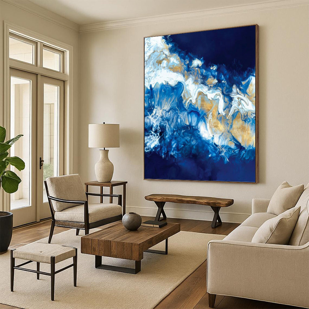 Vertical Hand - Painted Large Abstract Custom Work for Bedroom and Dining Room DKH1650