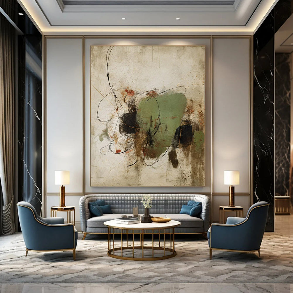 Oversized Hand-Painted Abstract Mural for Office & Hallway LargeART1462