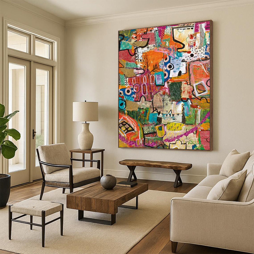 Custom Hand-Painted Abstract Artworks: Textured Wonders for Dining Room & Living Room DTP293