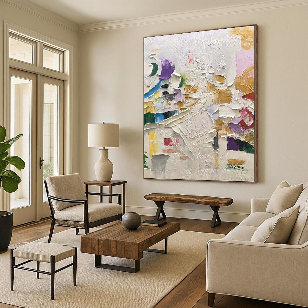 Large - Format Hand - Painted Custom Textured Abstract Mural for Hotel Suite & Entryway DKH1035