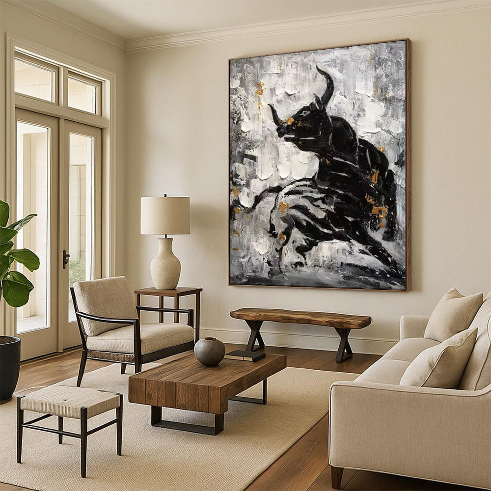 Edgy & Contemporary Hand-Painted Custom Abstract Painting for Bar & Hotel LargeART1968