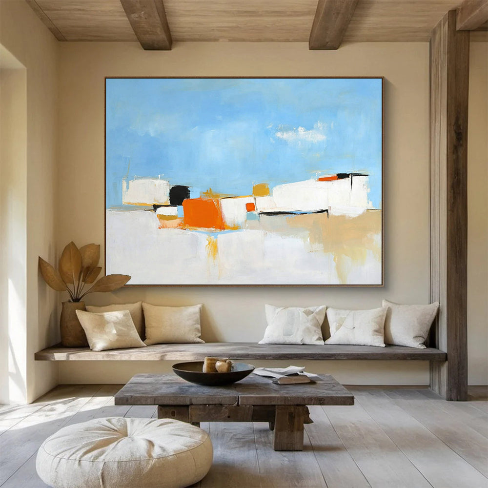 Blue Sky with Abstract Shapes - “Coastal Abstraction” Painting On Canvas HB1447