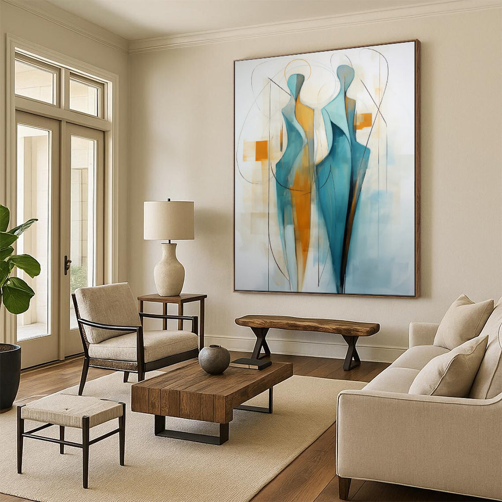 Custom Hand-Painted Abstract Mural for Dining Room & Living Room LargeART1888
