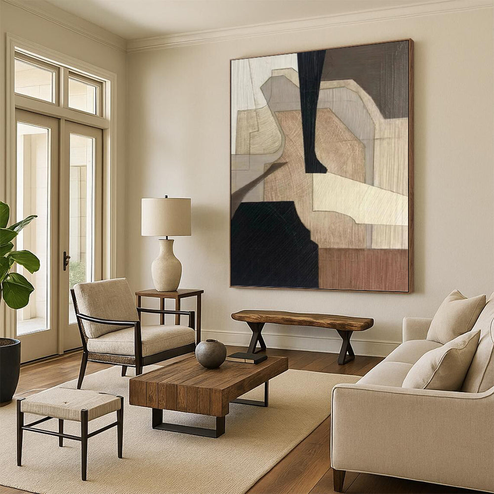 Stunning Large - Format Textured Canvas Abstract for Bedroom & Office DKH1071
