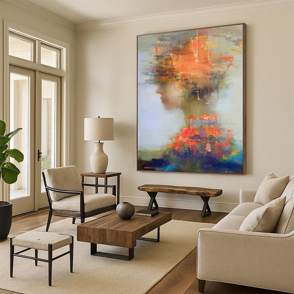 Custom Abstract Paintings: Big Sizes, Textured Excellence for Living Room & Bar DTP318
