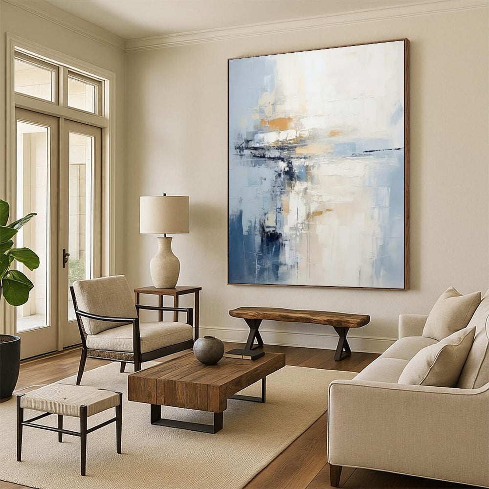 Gigantic-Sized Hand-Painted Abstract Wall Mural for Living Room & Entryway LargeART2339
