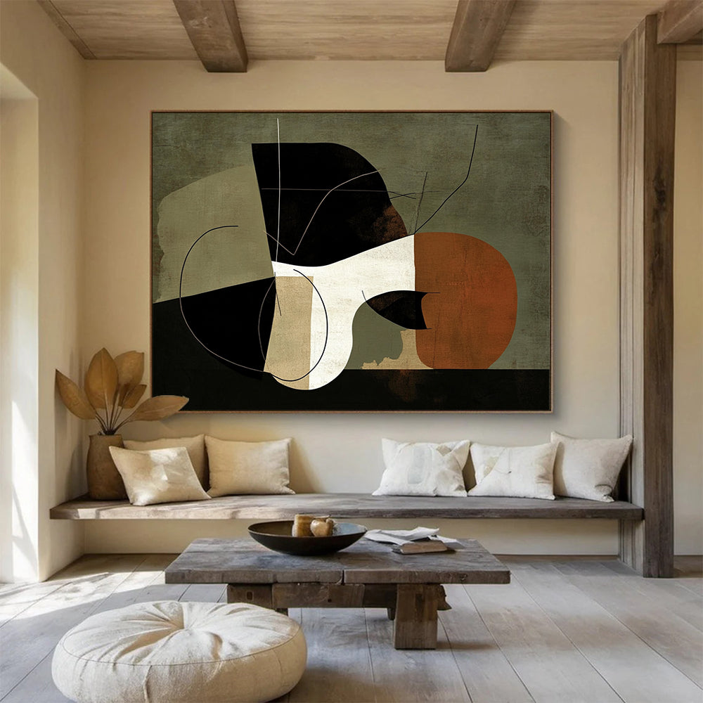 “Abstract Shapes Fusion” - Earthy Tones, Geometric Shapes and Lines - Abstract Acrylic Painting HB1750