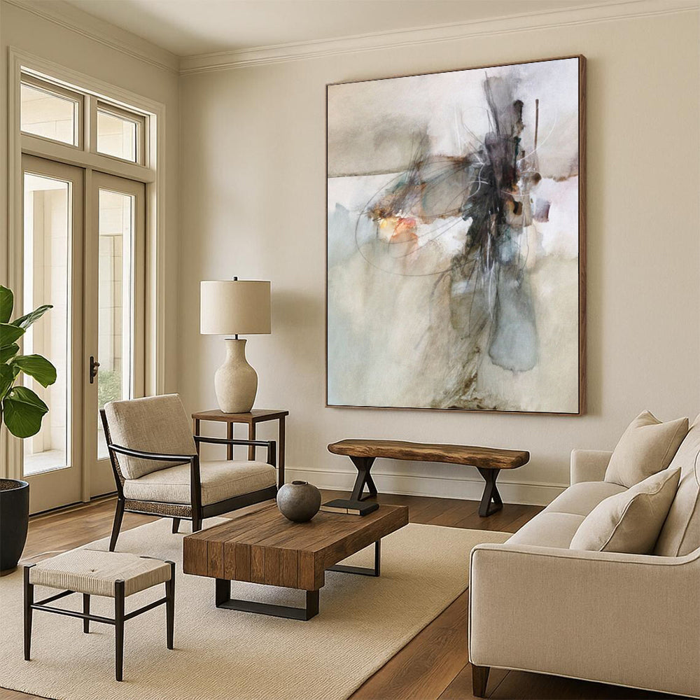 Serene Textured Abstract Mural for Bedroom & Hallway DKH0950