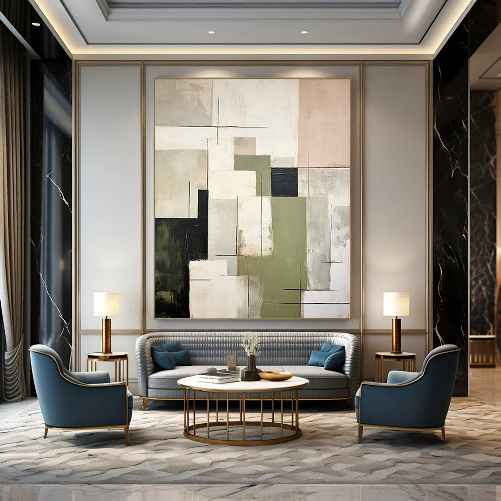 Custom Hand-Painted Abstract Painting for Office & Hotel Outdoor Patios LargeART1445