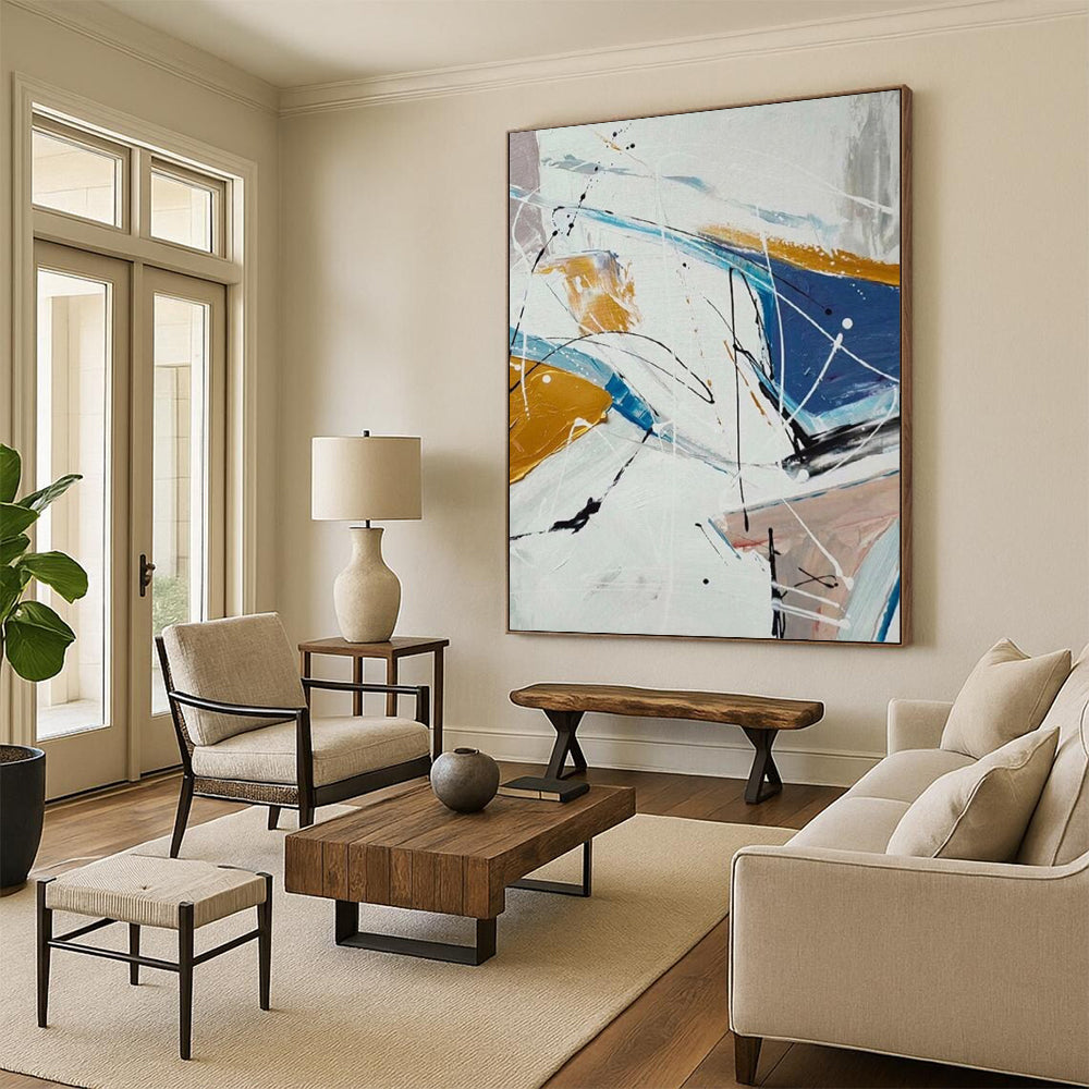 Immense - Sized Hand - Painted Textured Custom Abstract Art for Bedroom and Entryway DTP049
