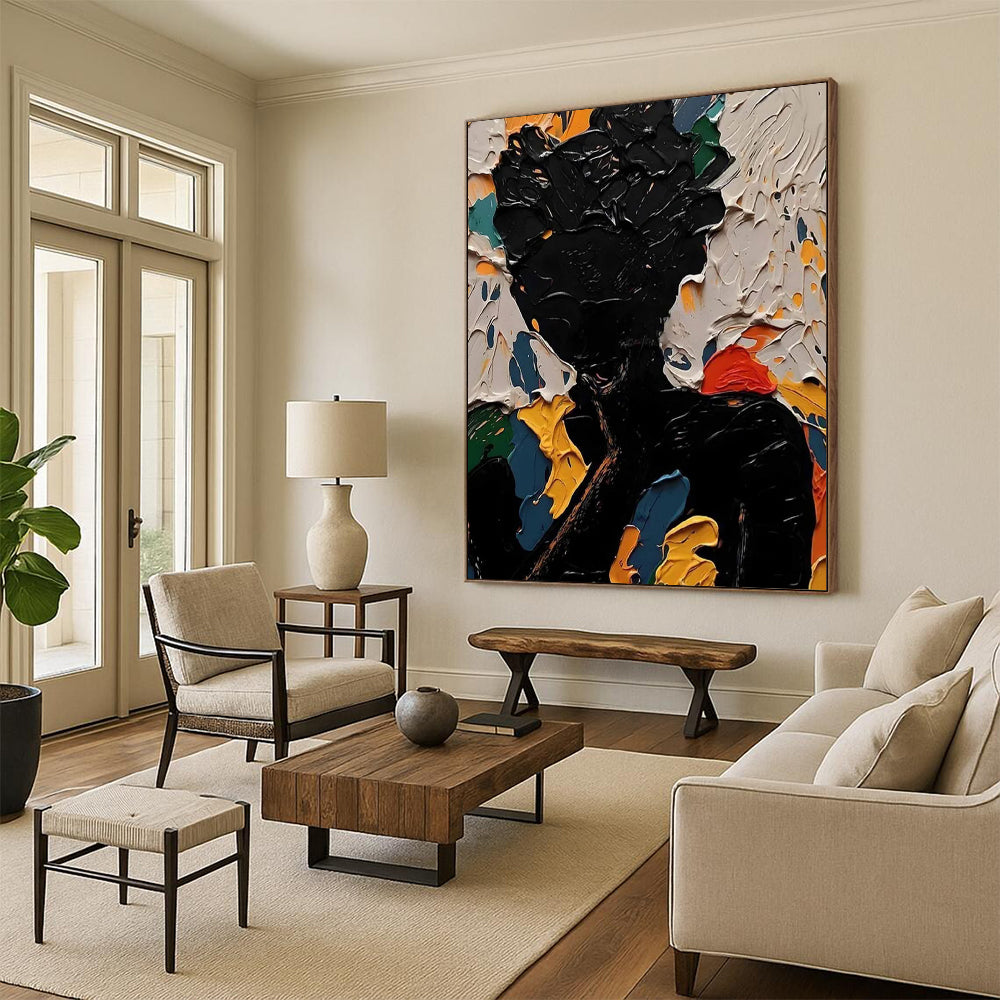 Big-Size Handmade Abstract Art: Textured Details for Dining Room & Hotel DTP308