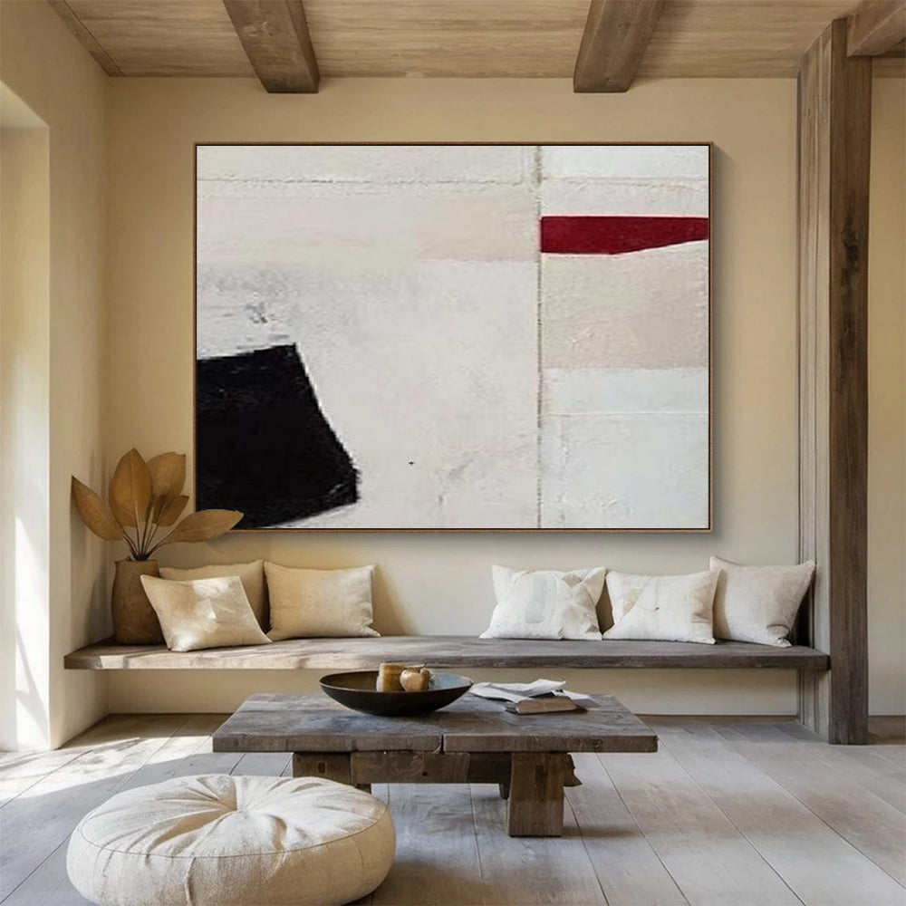 Black - Red Minimalist Abstract - Modern Gallery Wall Piece DLZ110