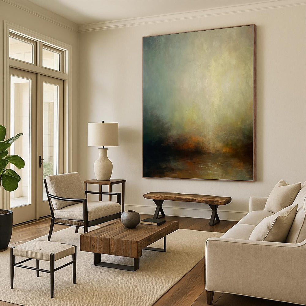 Palace - Scaled Vertical Hand - Painted Custom Abstract Narrative (with Exquisite Textures), for Bedroom and Bar DKH1535