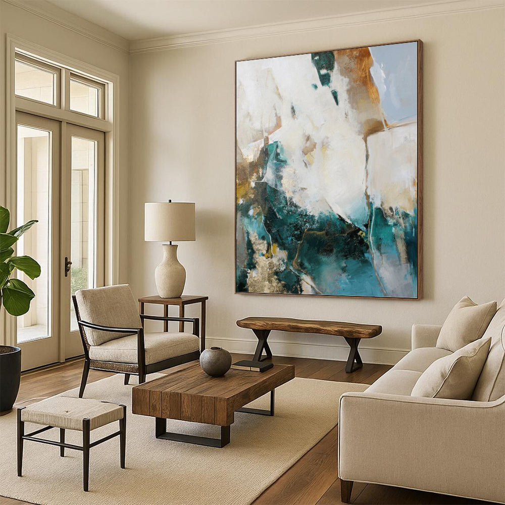 Oversized Hand - Rendered Custom Textured Abstract Painting for Living Room & Office DKH1013