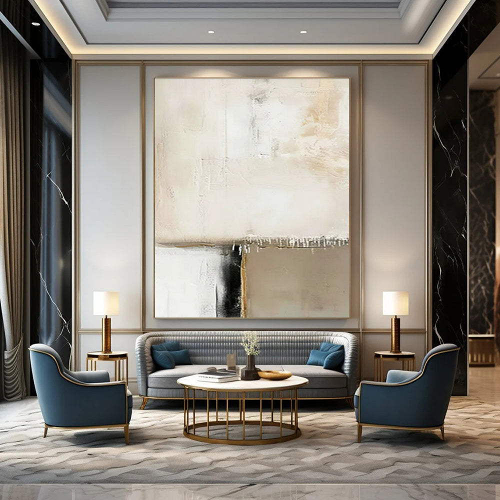Custom Hand-Painted Abstract Mural for Bedroom & Hotel LargeART1476