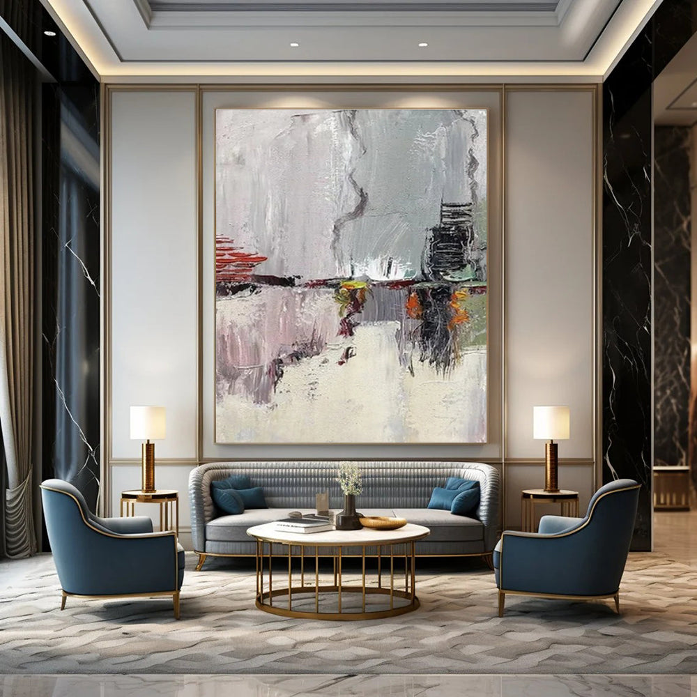 Large-Scale Hand-Painted Abstract Mural for Office & Hotel Sustainability Zones LargeART1459