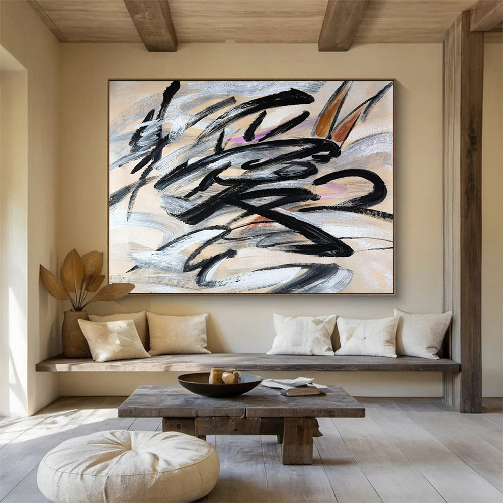 “Sonic Waves” Giant Abstract Wall Decor for Living Room & Hallway DKH289