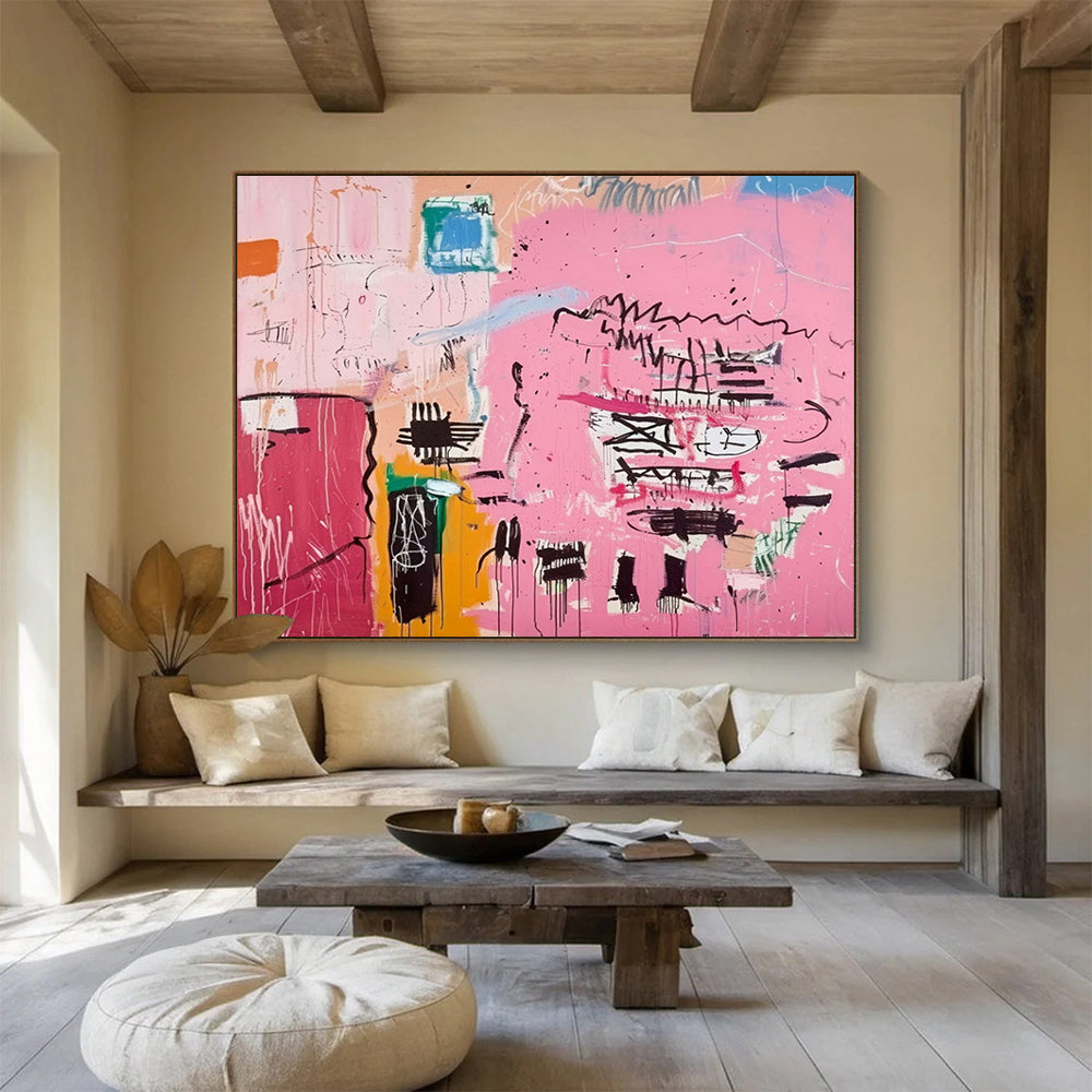 Bold Pink Abstract Expressionism - Modern Living Room or Office Focal Point DLZ198