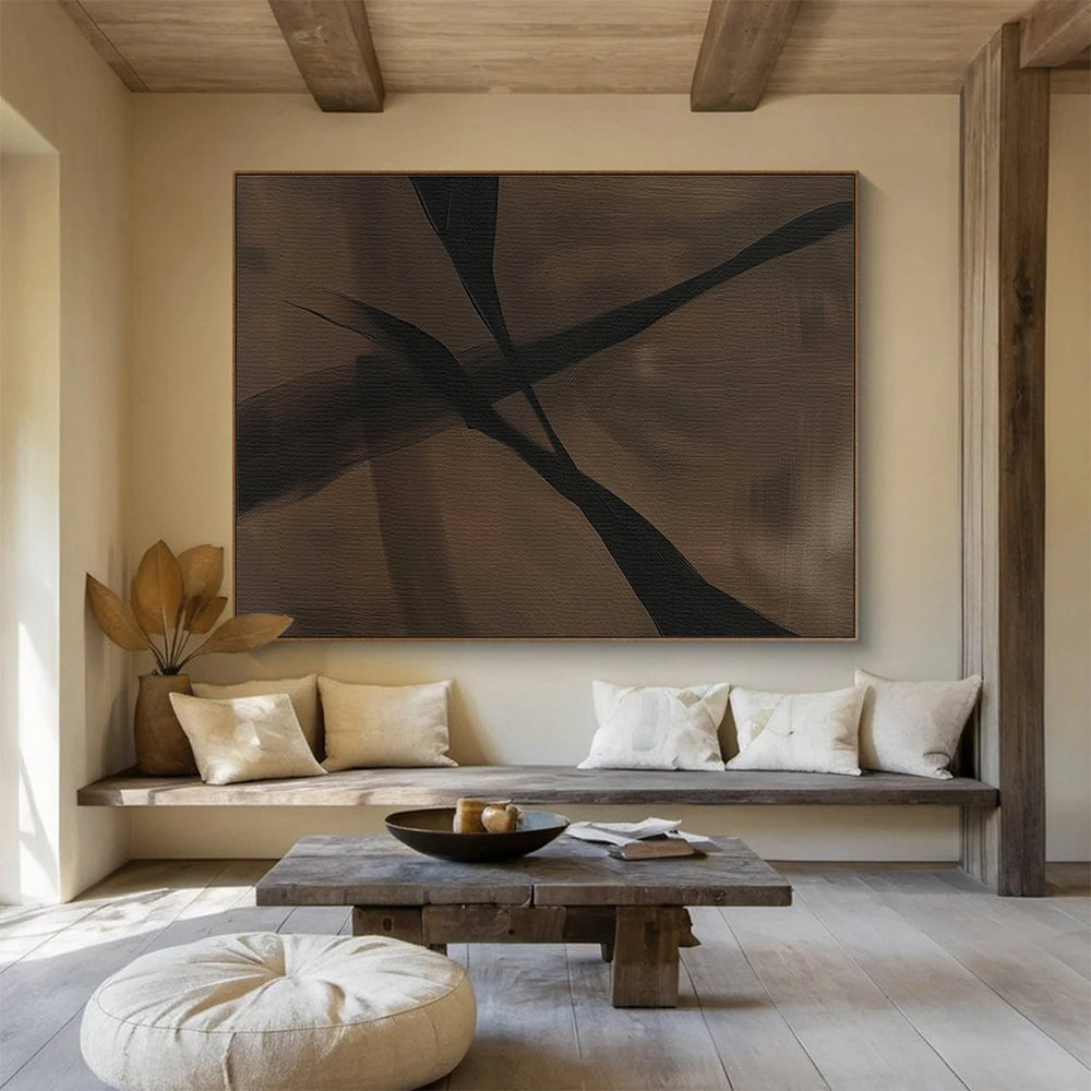 Large - Format Hand - Painted Textured Abstract Wall Mural for Bar & Dining Room DKH585